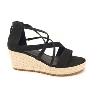 Eileen Fisher Wanda Tumbled Nubuck Espadrille Wedge Sandals size 8.5